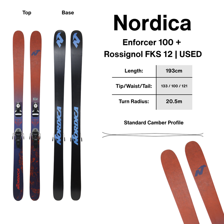 193cm Nordica Enforcer 100 | 2017 + Rossignol FKS 12 | USED USED SKIS Nordica