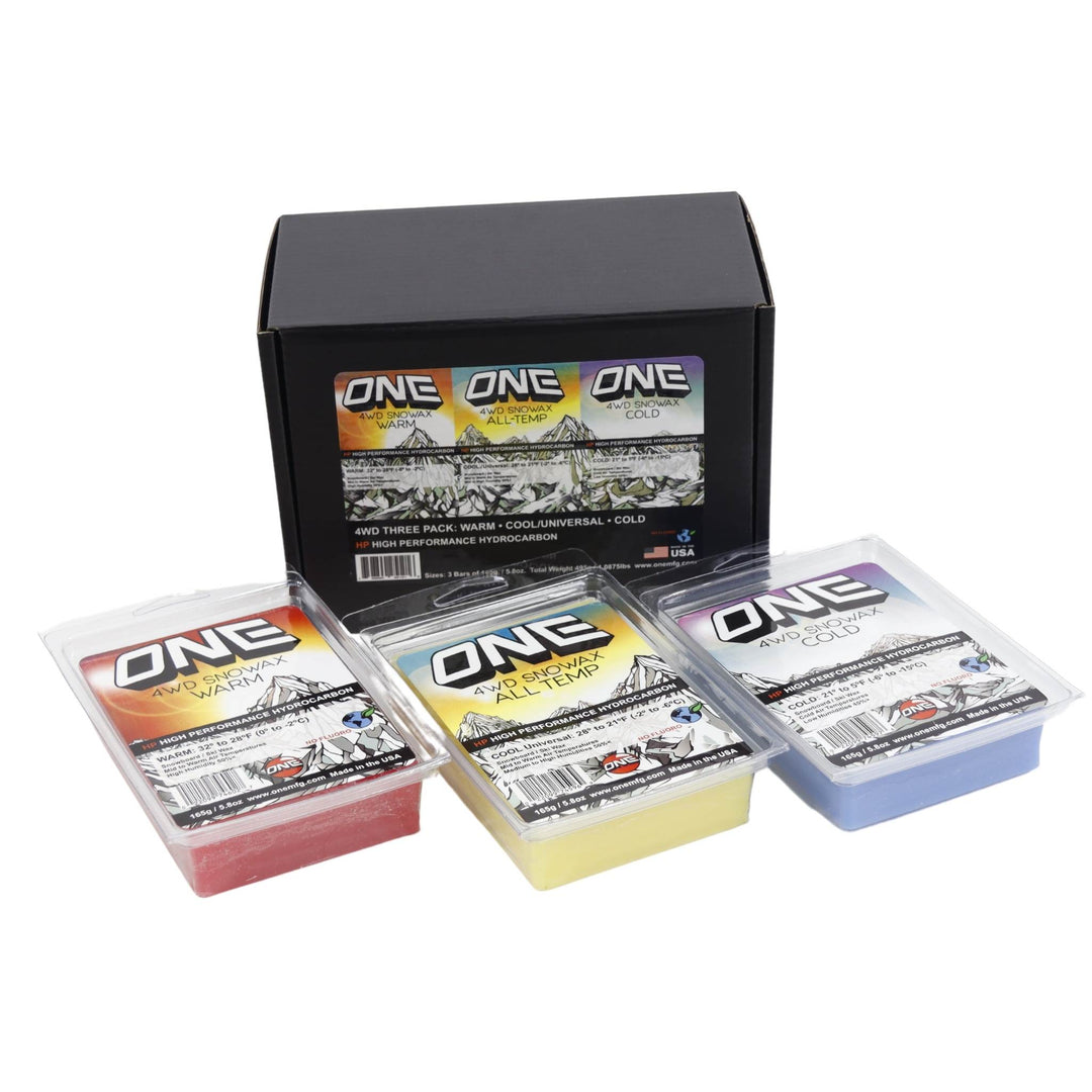 ONE MFG 4WD Three Pack Wax: Warm, Universal Conditions, Cold 495g SKI & SNOWBOARD WAX OneBall   
