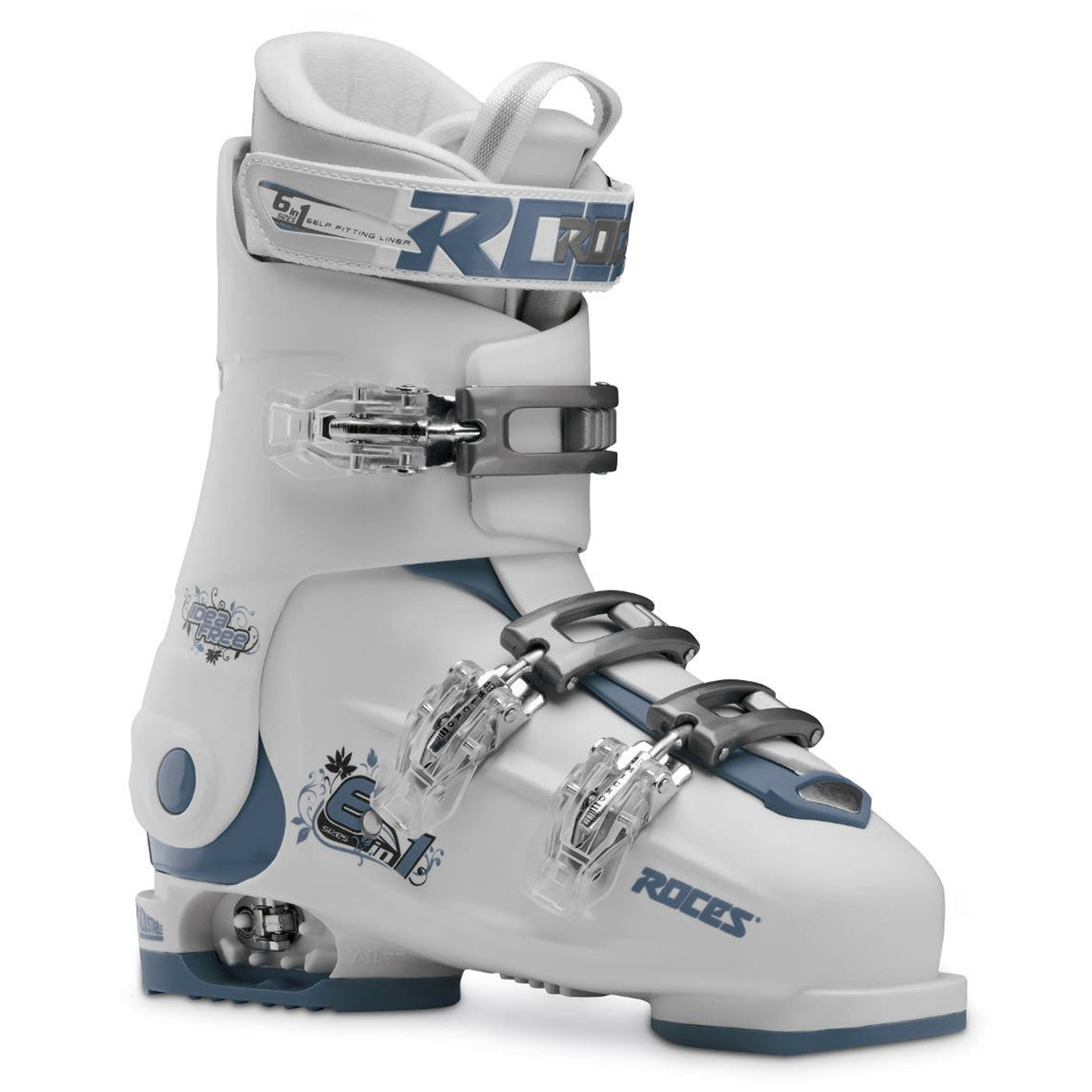 Roces IDEA Free Adjustable Youth Ski Boots | Size 22.5 - 25.5 MP - (Open Box Return) SKI BOOTS Roces White/Teal  
