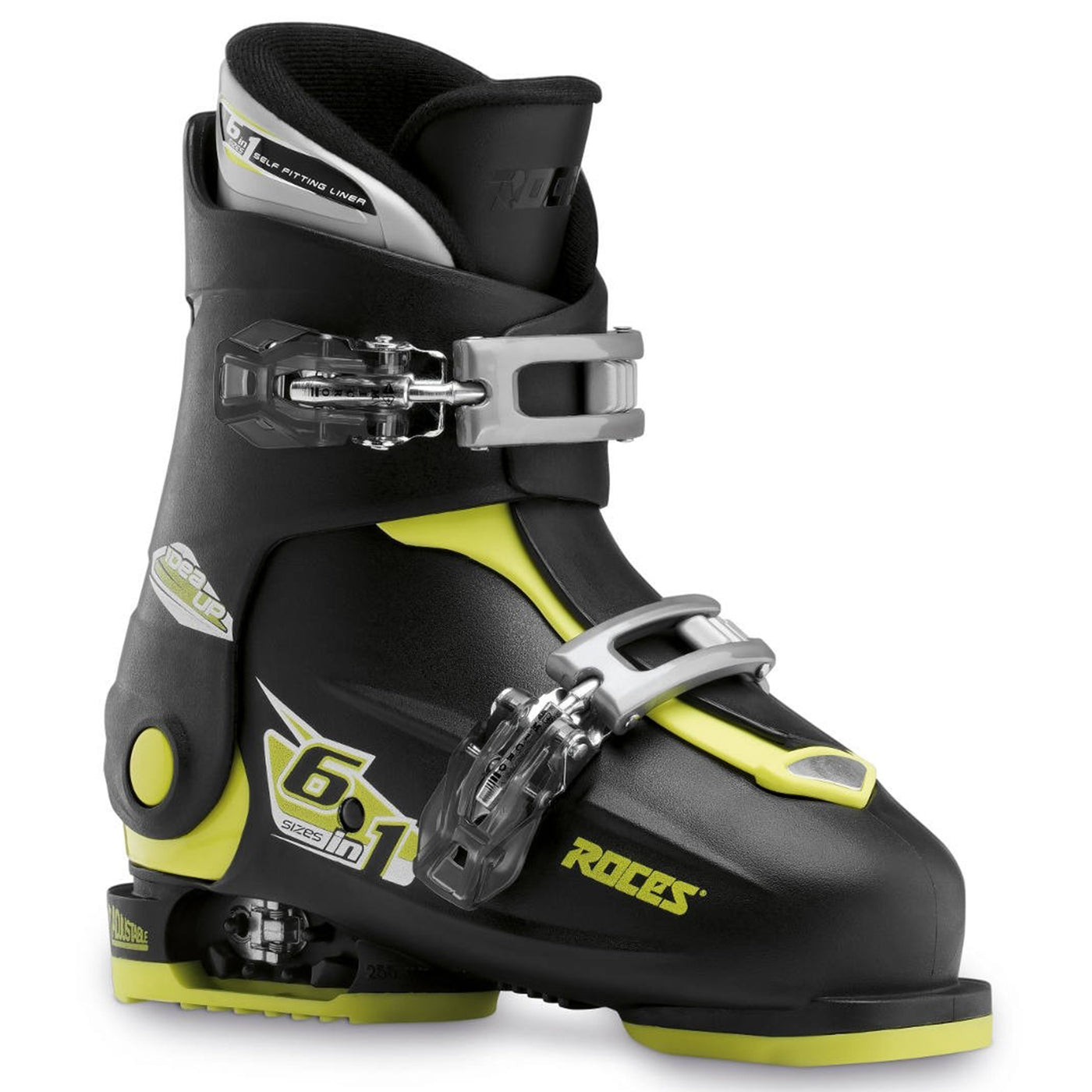 Roces IDEA Up Adjustable Youth Ski Boots | Size 19.0 - 22.0 MP - (OPEN BOX RETURN) SKI BOOTS Roces Black/Lime Green  