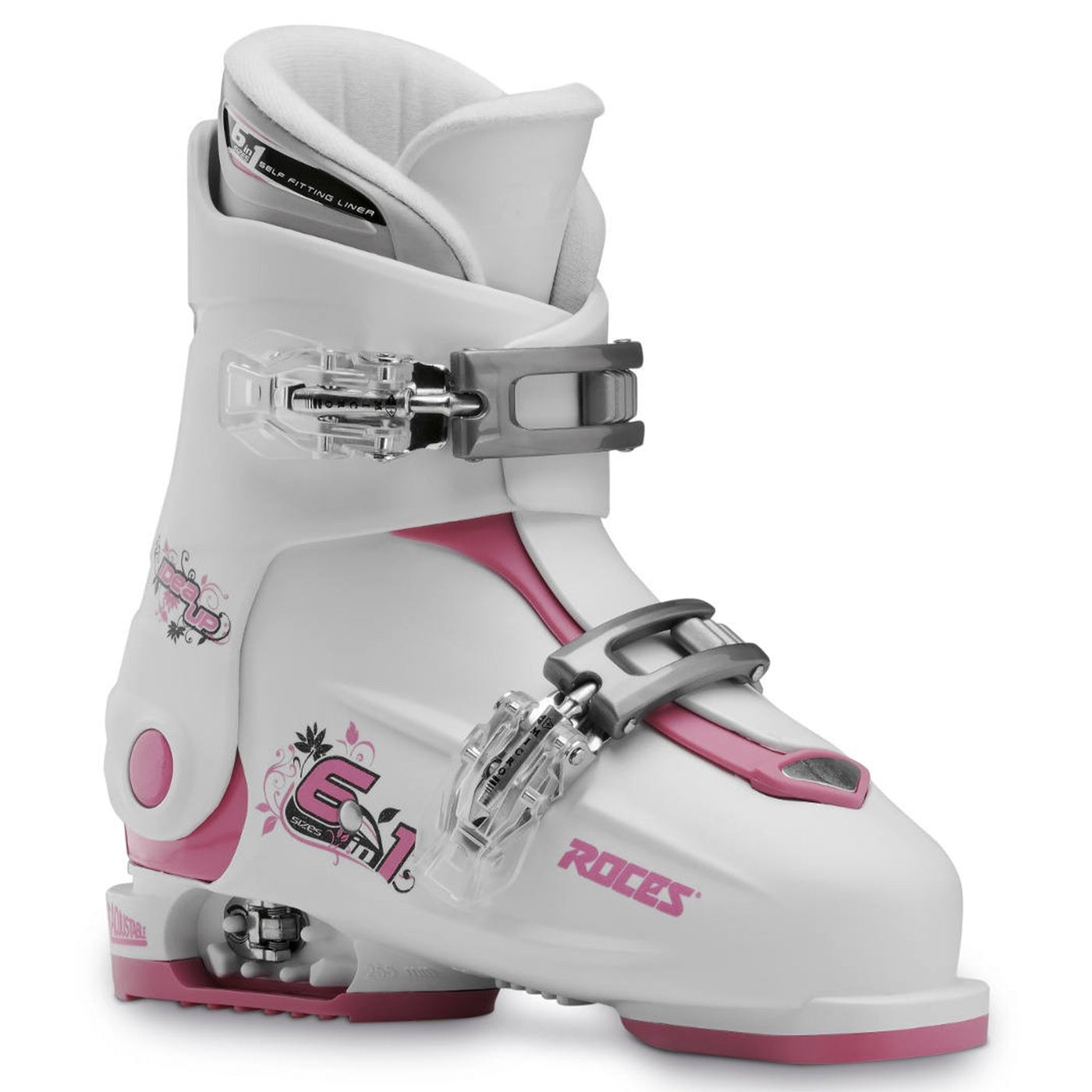 Roces IDEA Up Adjustable Youth Ski Boots | Size 19.0 - 22.0 MP - (OPEN BOX RETURN) SKI BOOTS Roces White/Deep Pink  