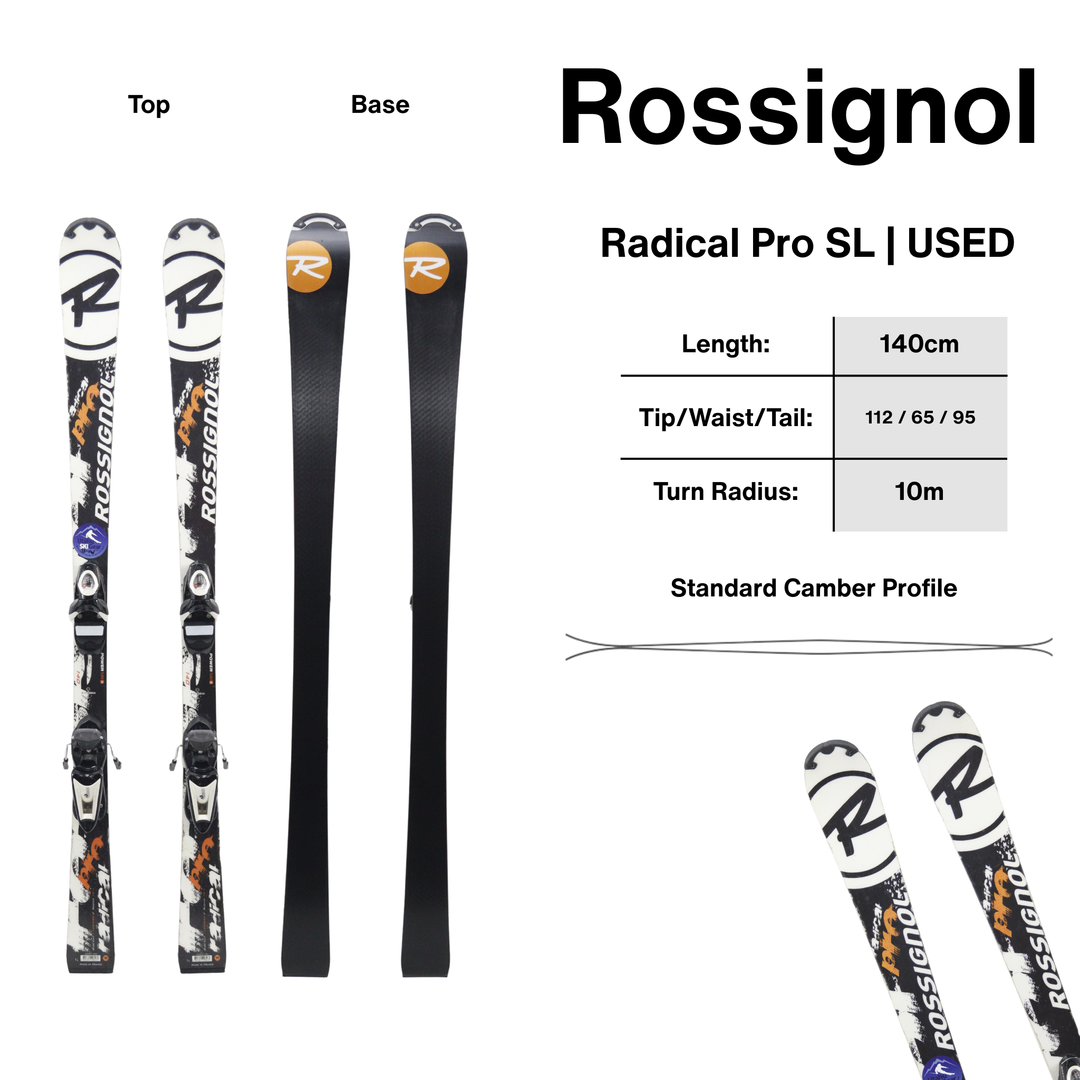 Rossignol Radical Pro SL 140cm + Rossignol Axium JR Bindings | USED USED SKIS Rossignol