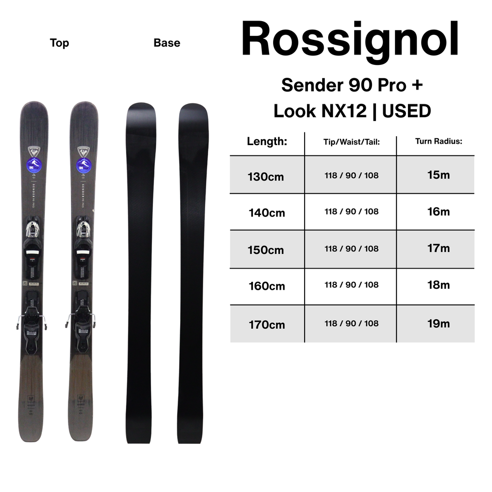 Rossignol Sender 90 Pro + Look NX12 USED SKIS Rossignol