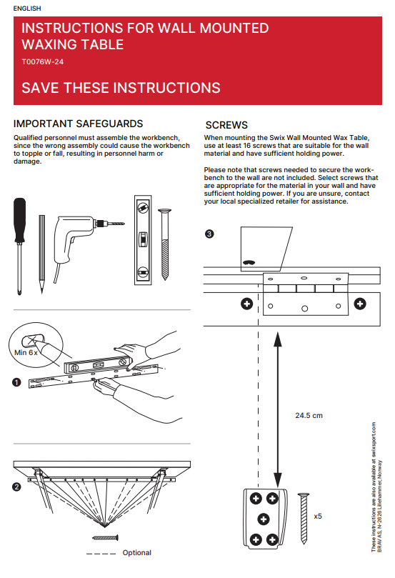 Swix Wall-Mounted Waxing Table TUNING EQUIPMENT Swix   