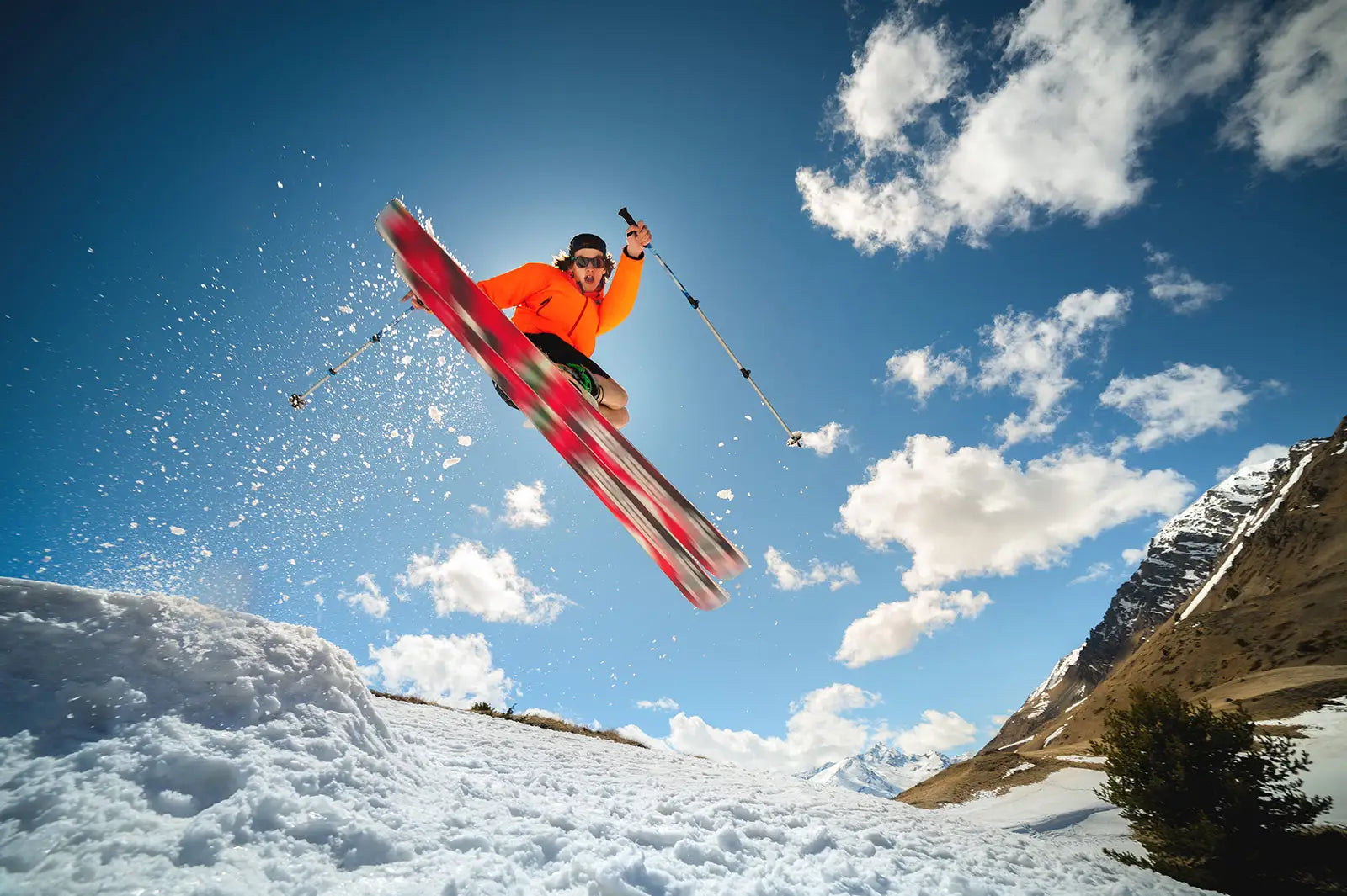 Skier Going Off A Jump