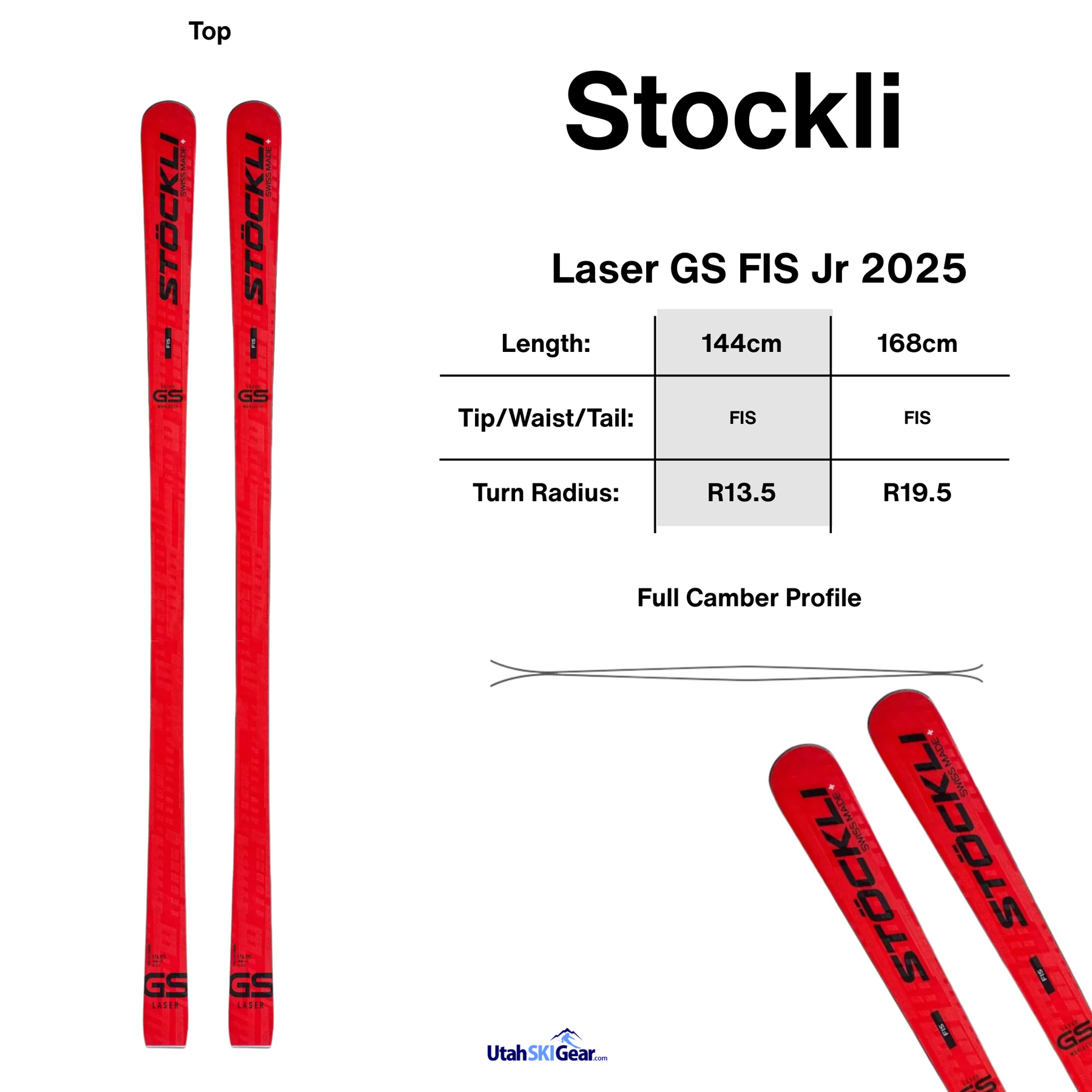 Stockli Laser GS FIS Junior GS Racing Ski - 2025 | Utah Ski Gear Stockli Laser GS FIS Junior GS Racing Ski - 2025 | Utah Ski Gear
