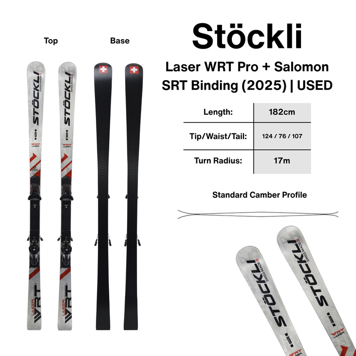 Stockli Laser WRT Pro 158cm + Salomon SRT 12 Binding | 2025 USED USED SKIS Stockli