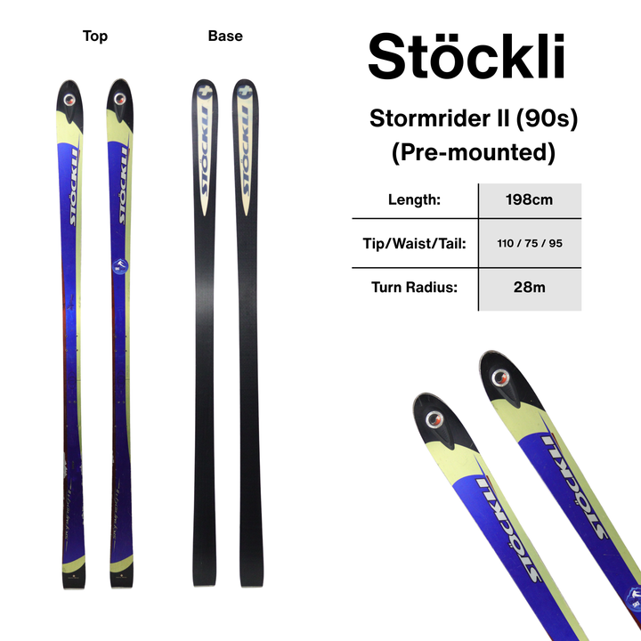 Vintage Stöckli Stormrider II (90s Era) – 198cm (Pre-Mounted) SKIS Utah Ski Gear