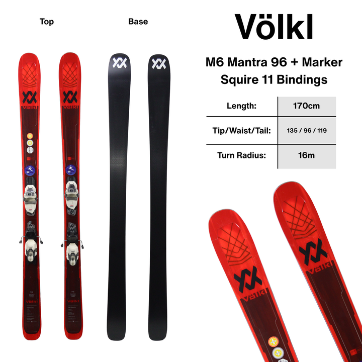Völkl M6 Mantra 96 with Marker Compact Bindings – 170cm SKIS Utah Ski Gear