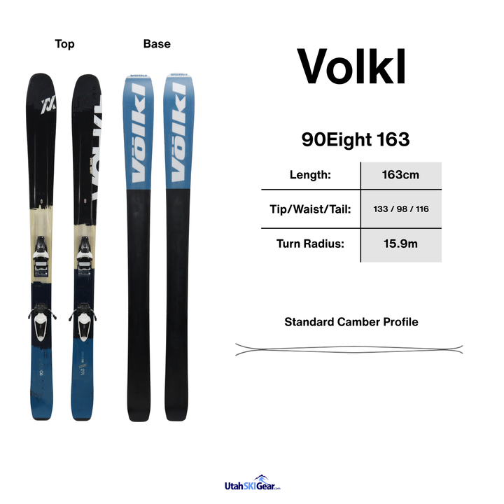 Volkl 90Eight 2016 freeride skis - 163 w/ Look NX7 junior bindings - USED USED SKIS Volkl