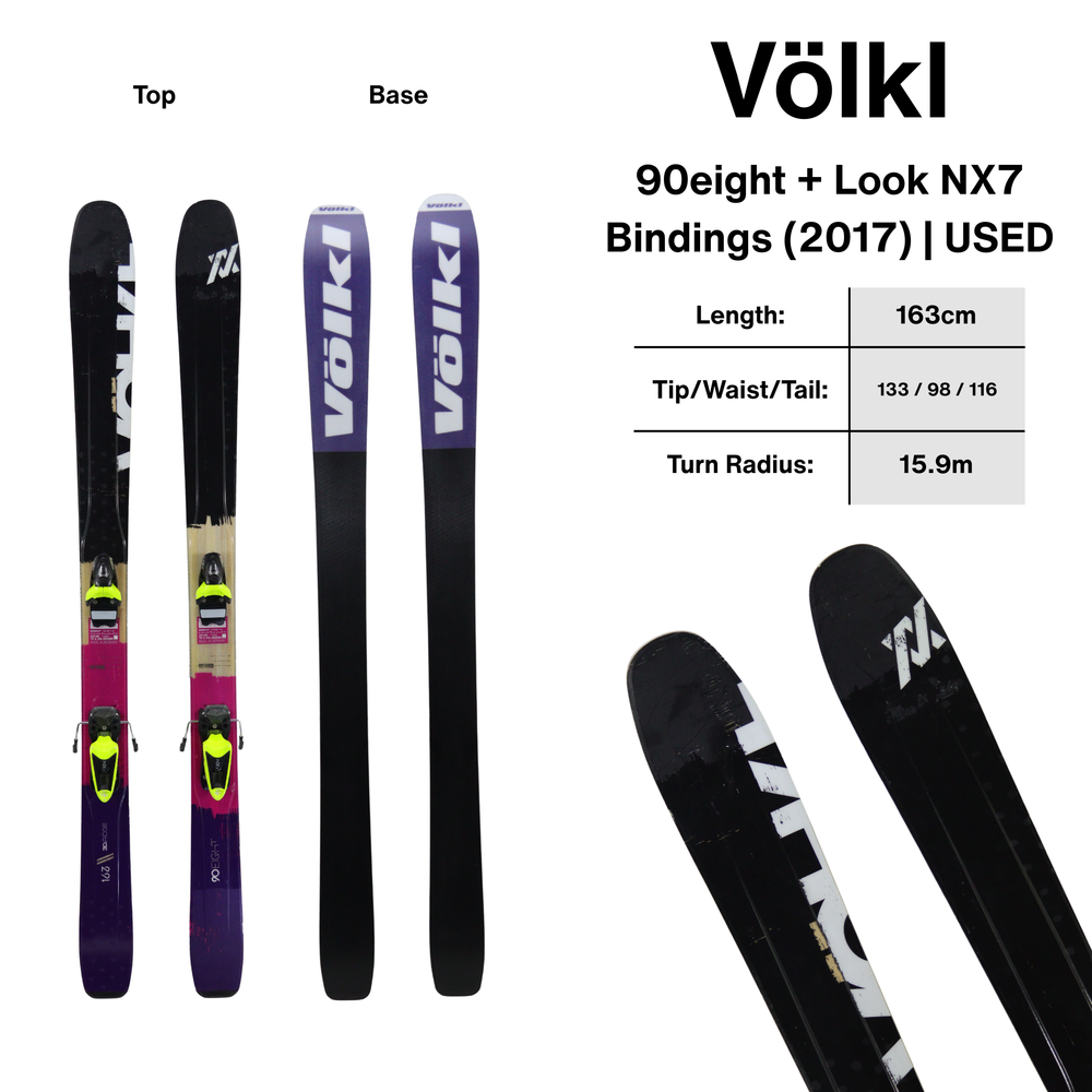 Volkl 90eight 163cm + Look NX7 Bindings | 2017 USED USED SKIS Volkl