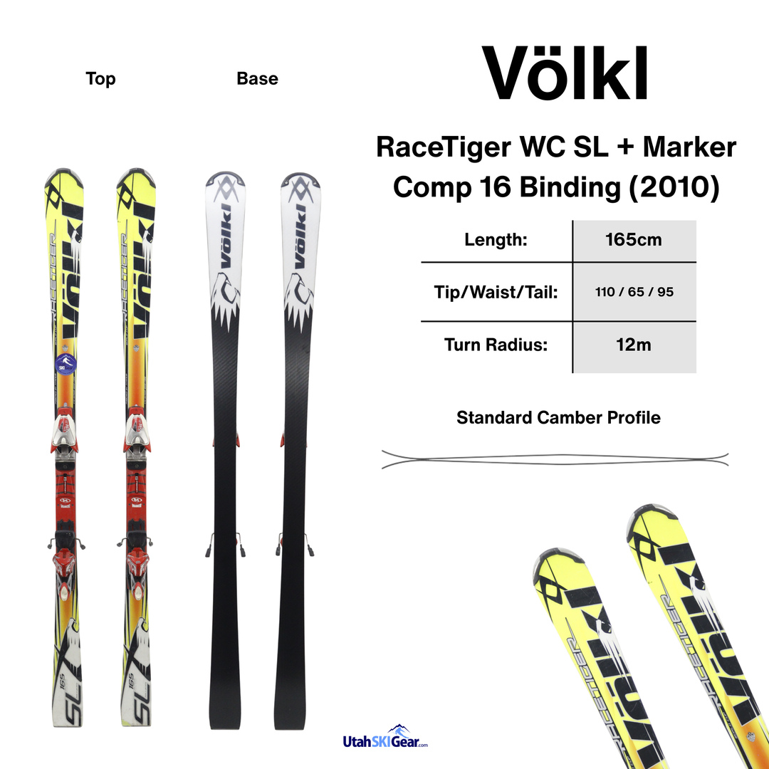 Volkl RaceTiger WC SL 165cm + Marker Comp 16 Binding | 2010 USED SKIS Volkl