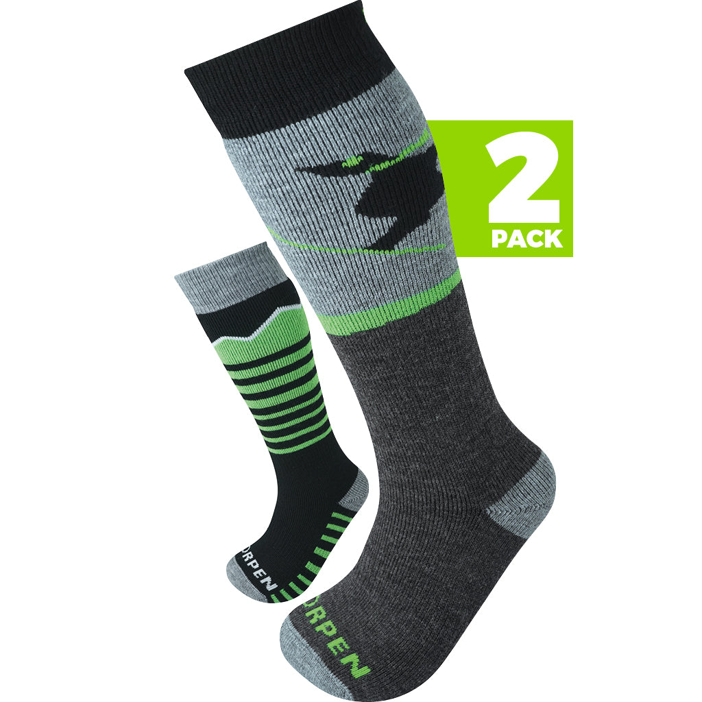 Lorpen Merino Eco Kids 2 Pack Ski Socks APPAREL Lorpen GREEN KXS 