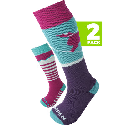 Lorpen Merino Eco Kids 2 Pack Ski Socks APPAREL Lorpen BERRY KXS 