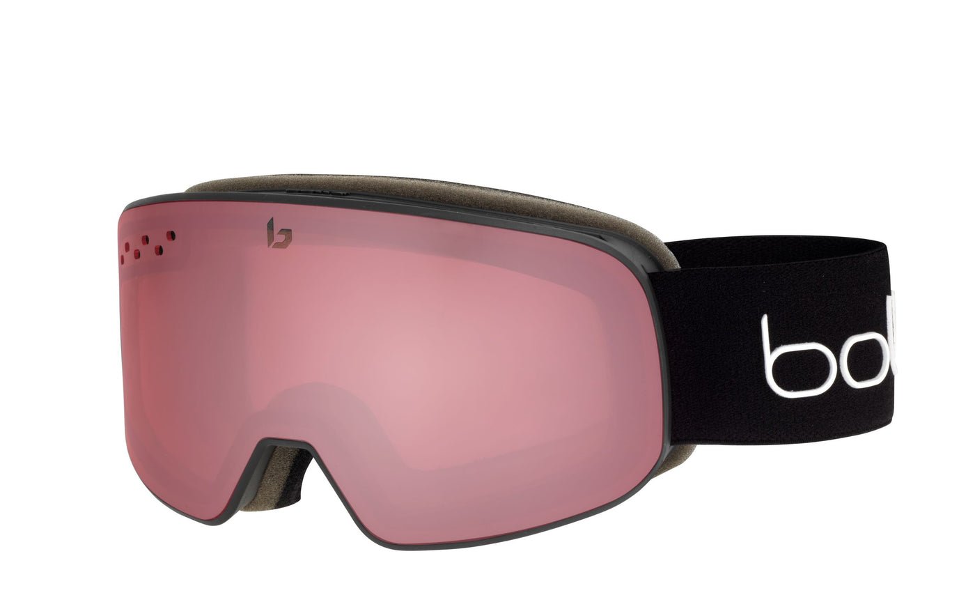 Bollé Nevada Small Ski Goggles GOGGLES Bolle Matte Black Corp with Vermillion Gun Lens  