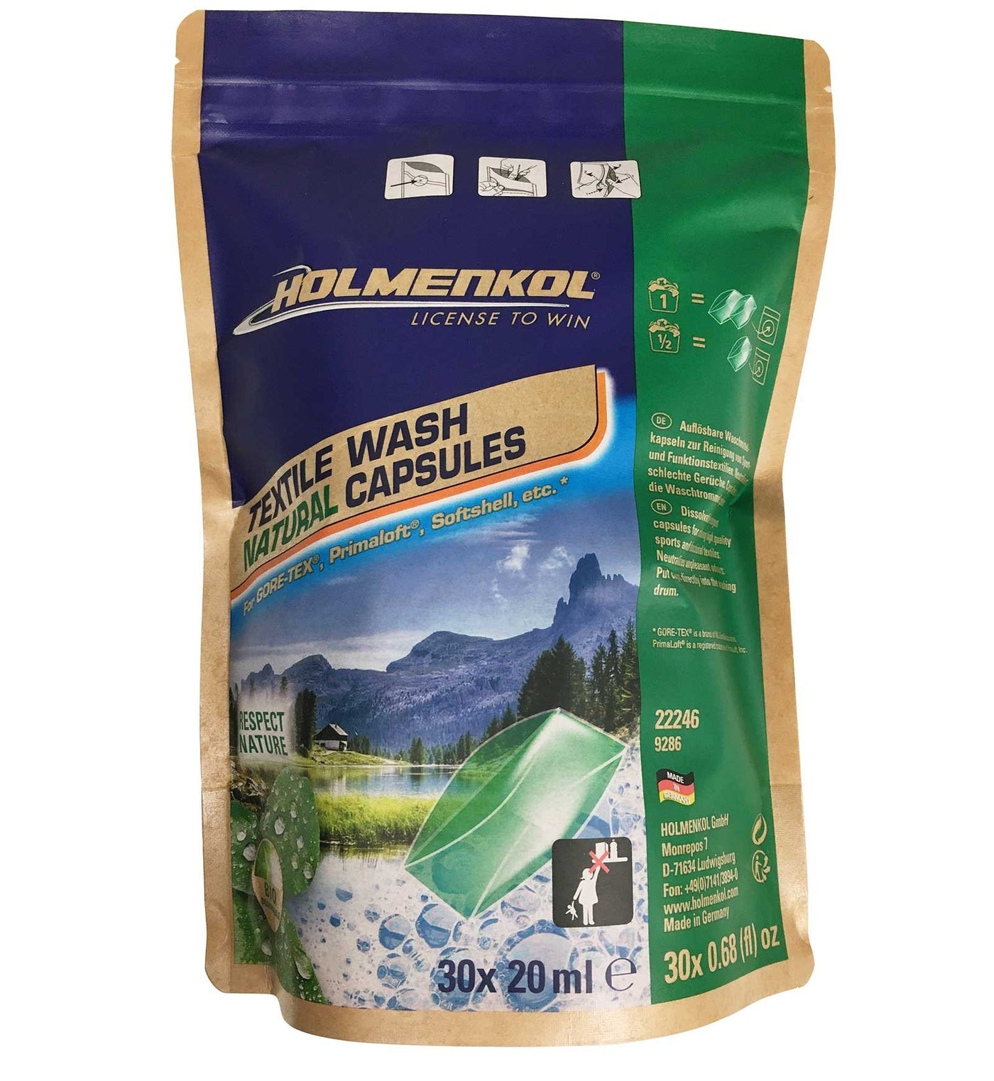 Holmenkol Textile Wash Natural Capsules to Clean Textiles APPAREL Holmenkol   