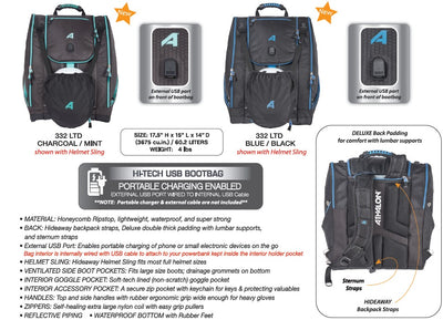 Athalon LTD Deluxe Everything USB Ski Boot Bag - 332 BAGS Athalon   