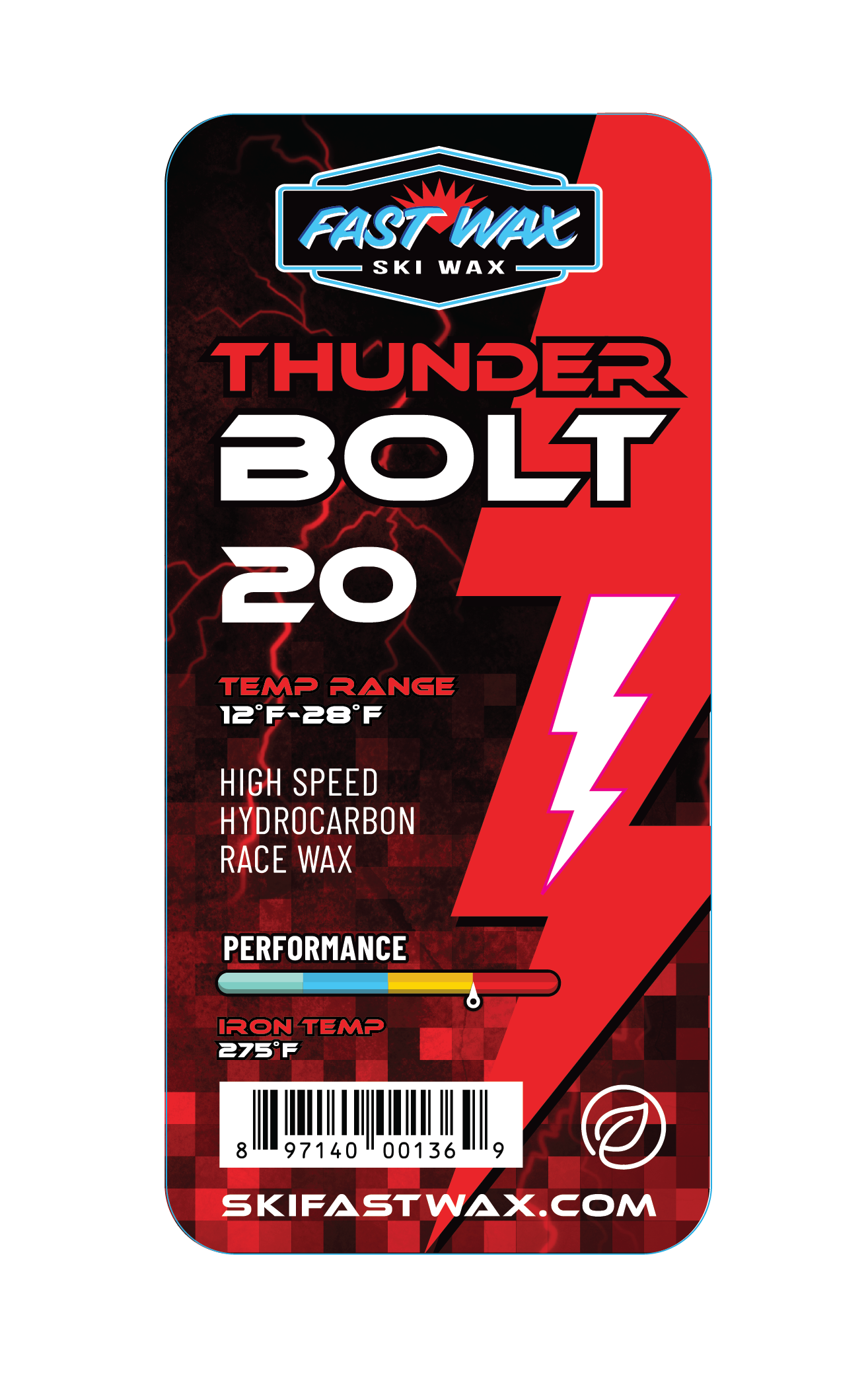 Fast Wax Thunderbolt 20 Race Wax - 80g SKI & SNOWBOARD WAX Fast Wax 80g  