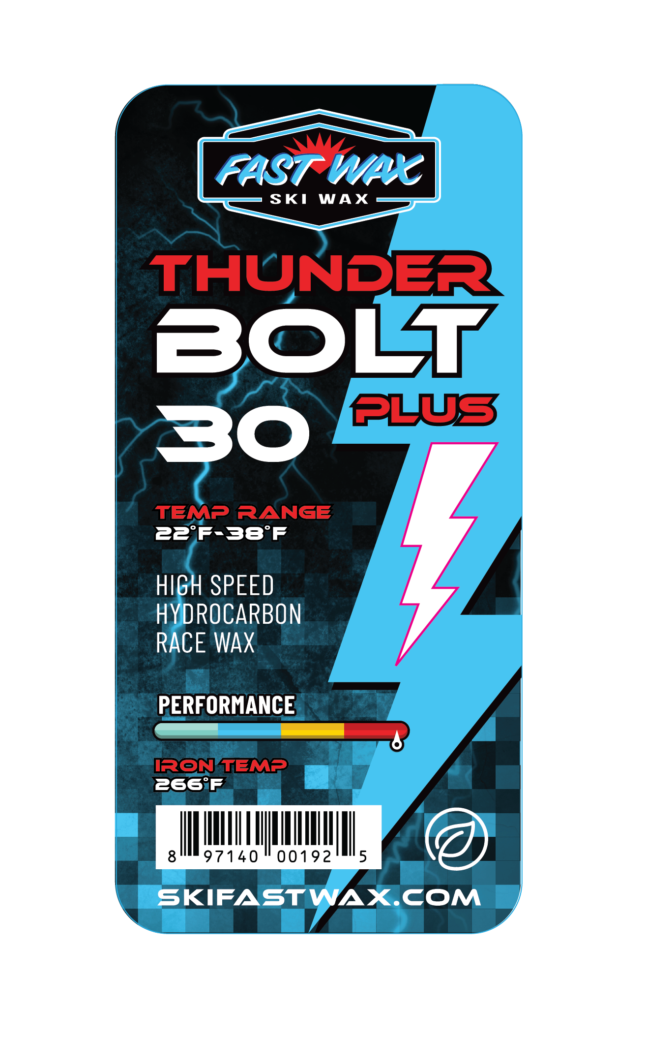 Fast Wax Thunderbolt 30+ Race Wax - 80g SKI & SNOWBOARD WAX Fast Wax 80g  