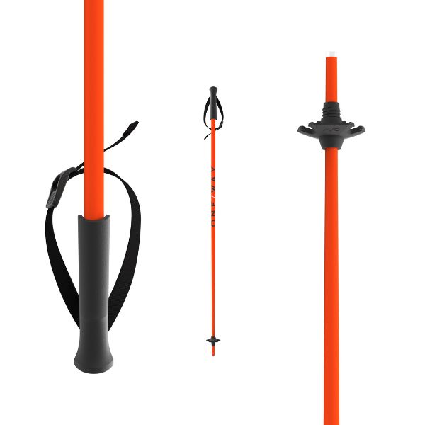 One Way Junior High Alpine Ski Poles - Youth Ski Poles - 2025 SKI POLES One Way Neon Orange 100cm