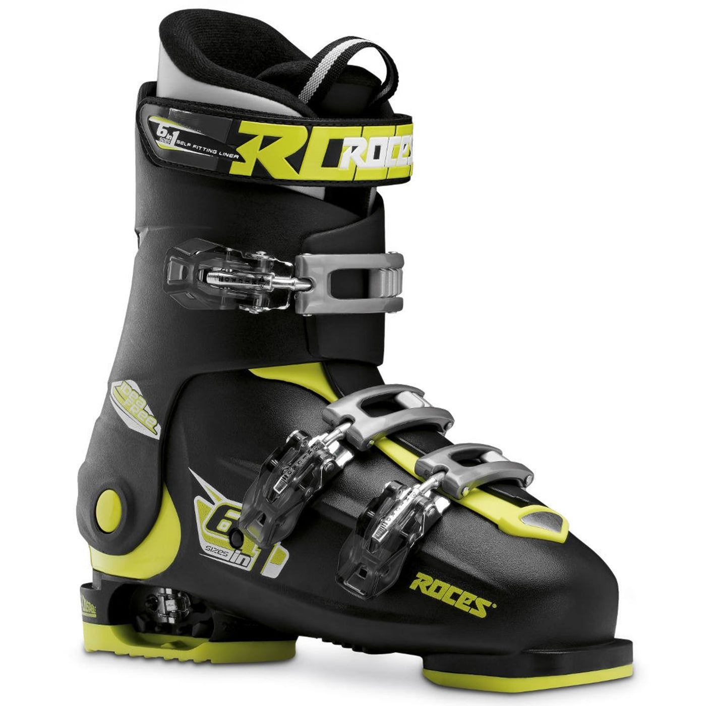Roces IDEA Free Adjustable Youth Ski Boots | Size 22.5 - 25.5 MP SKI BOOTS Roces Black/Lime Green  