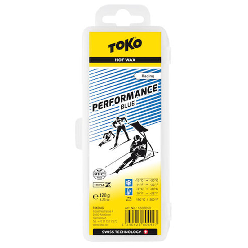 Toko Performance Ski and Snowboard Hot Wax 120g Blue - Fluoro Free SKI & SNOWBOARD WAX Toko   