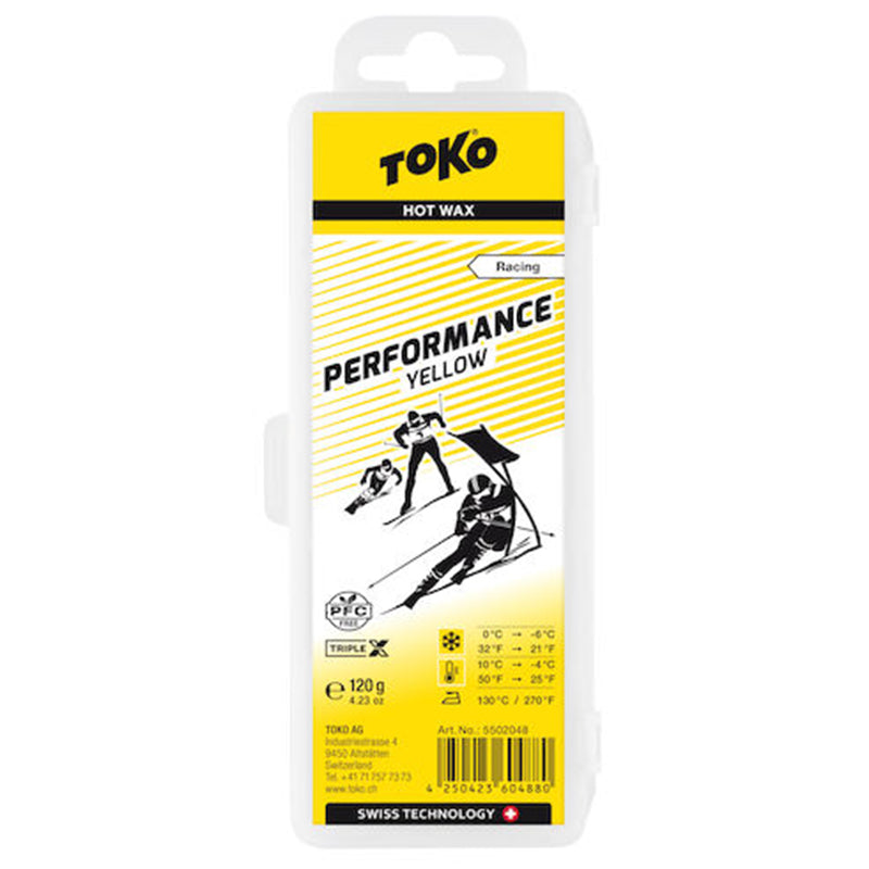Toko New Performance Ski and Snowboard Hot Wax 120g Yellow - Fluoro Free SKI & SNOWBOARD WAX Toko   