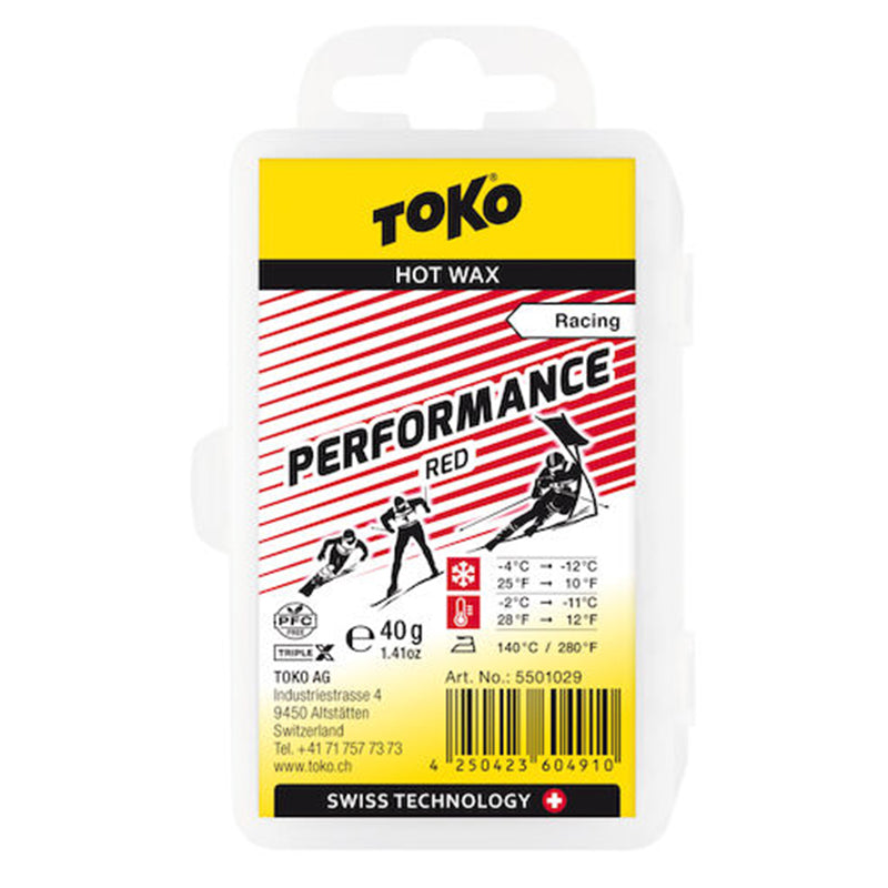 Toko Performance Ski and Snowboard Hot Wax 40g Red - Fluoro Free SKI & SNOWBOARD WAX Toko   