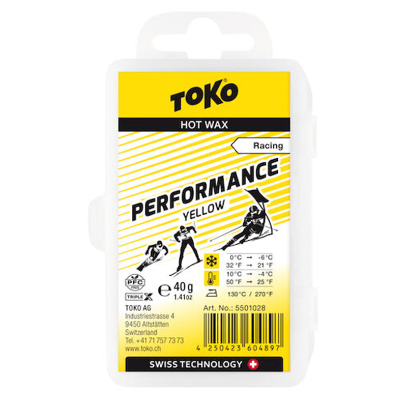 Toko Performance Ski and Snowboard Hot Wax 40g Yellow - Fluoro Free SKI & SNOWBOARD WAX Toko   