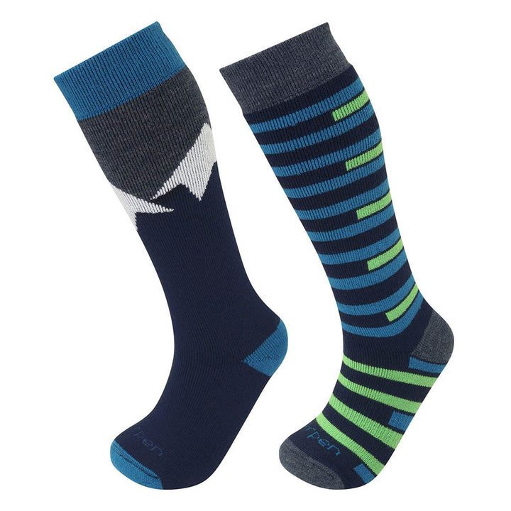 Lorpen Kids 2-Pack Ski Socks APPAREL Lorpen Blue Green XS 