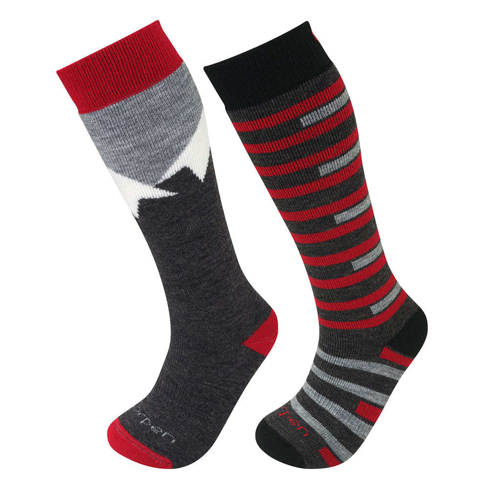 Lorpen Kids 2-Pack Ski Socks APPAREL Lorpen Black Red XS 
