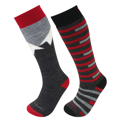 Lorpen Kids 2-Pack Ski Socks APPAREL Lorpen Black Red XS 