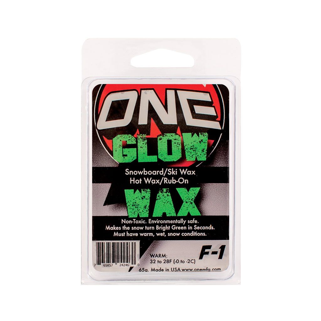One MFG F-1 Glow Wax 65g Glow Green in the Snow SKI & SNOWBOARD WAX OneBall   