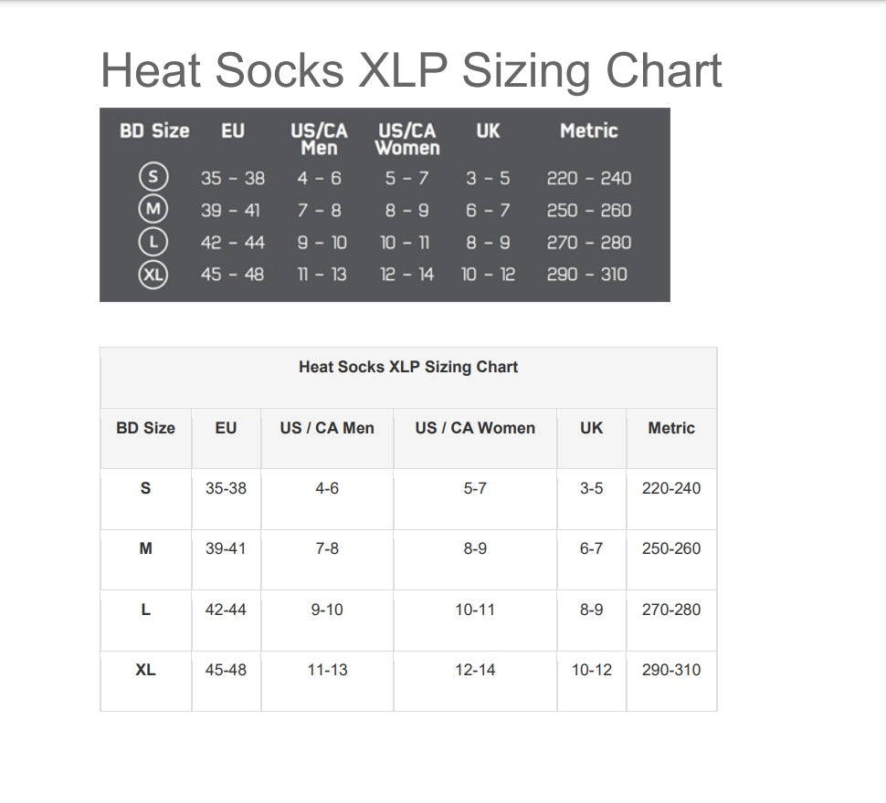 Hotronic Heat Socks Only XLP PFI 30 Classic Thin Pair XS-XL - DISCONTINUED HEATED ACCESSORIES Hotronic   