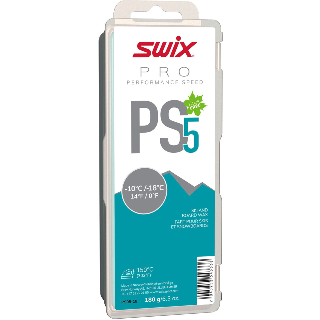 Swix PS5 Turquoise 180g - Performance Speed SKI & SNOWBOARD WAX Swix   